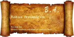 Baksa Annamária névjegykártya